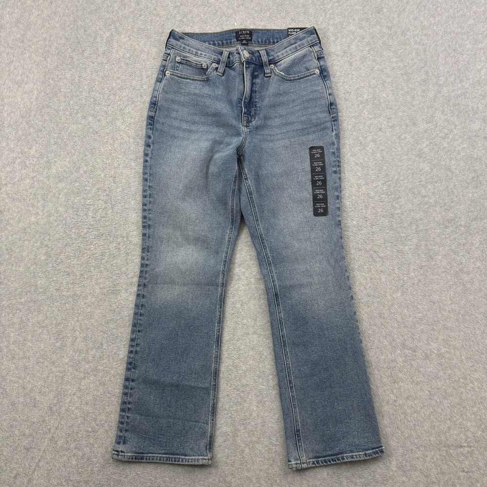 J.Crew Jeans Women's 26 Mid Rise Flare‎ Crop Blue Denim Signature Stretch NWT